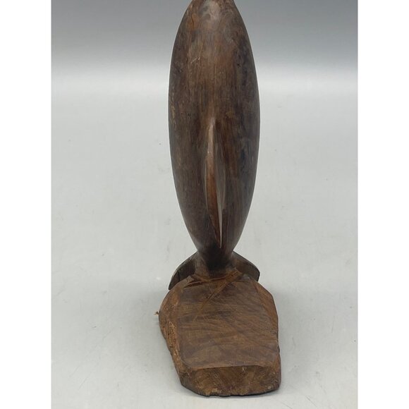 dolphin made of hand carved wood figurine statue 7" tall 3.5" wide base READ - Picture 5 of 7